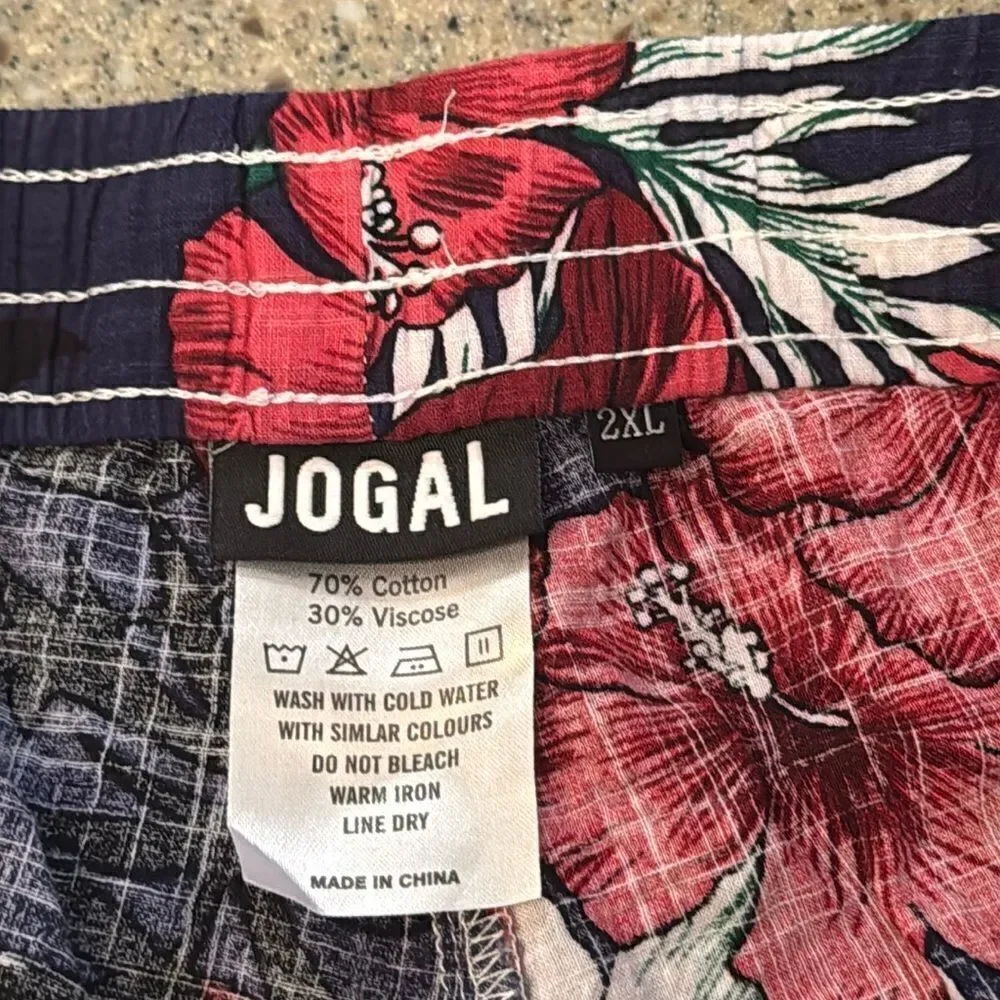 JOGAL Hibiscus Floral Hawaiian Print Shorts